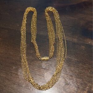 Necklace Vintage Multi Strand Gold Barrel Clasp 24”